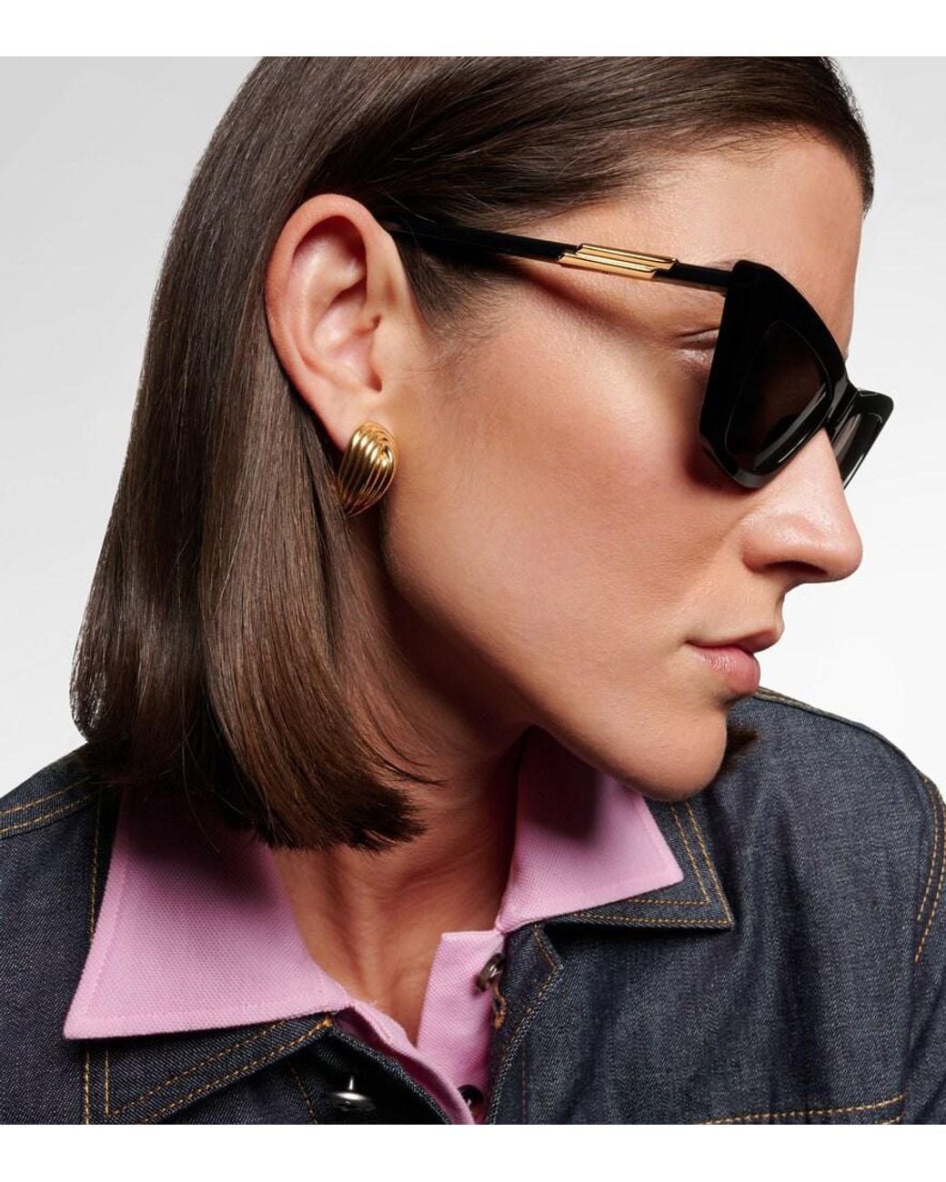 Bottega Veneta Brown Snap Cat-Eye Sunglasses