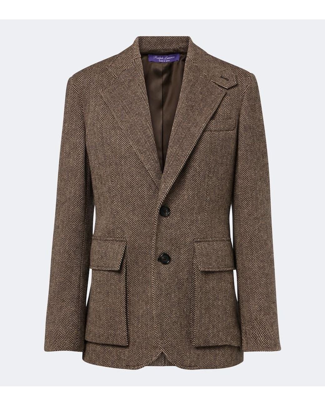 Ralph Lauren Brown Preston Ii Wool-Blend Tweed Blazer