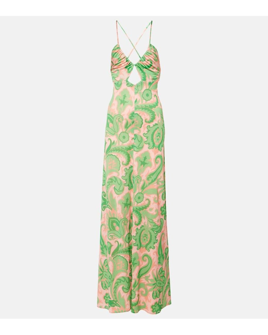 Etro Green Halterneck Maxi Dress