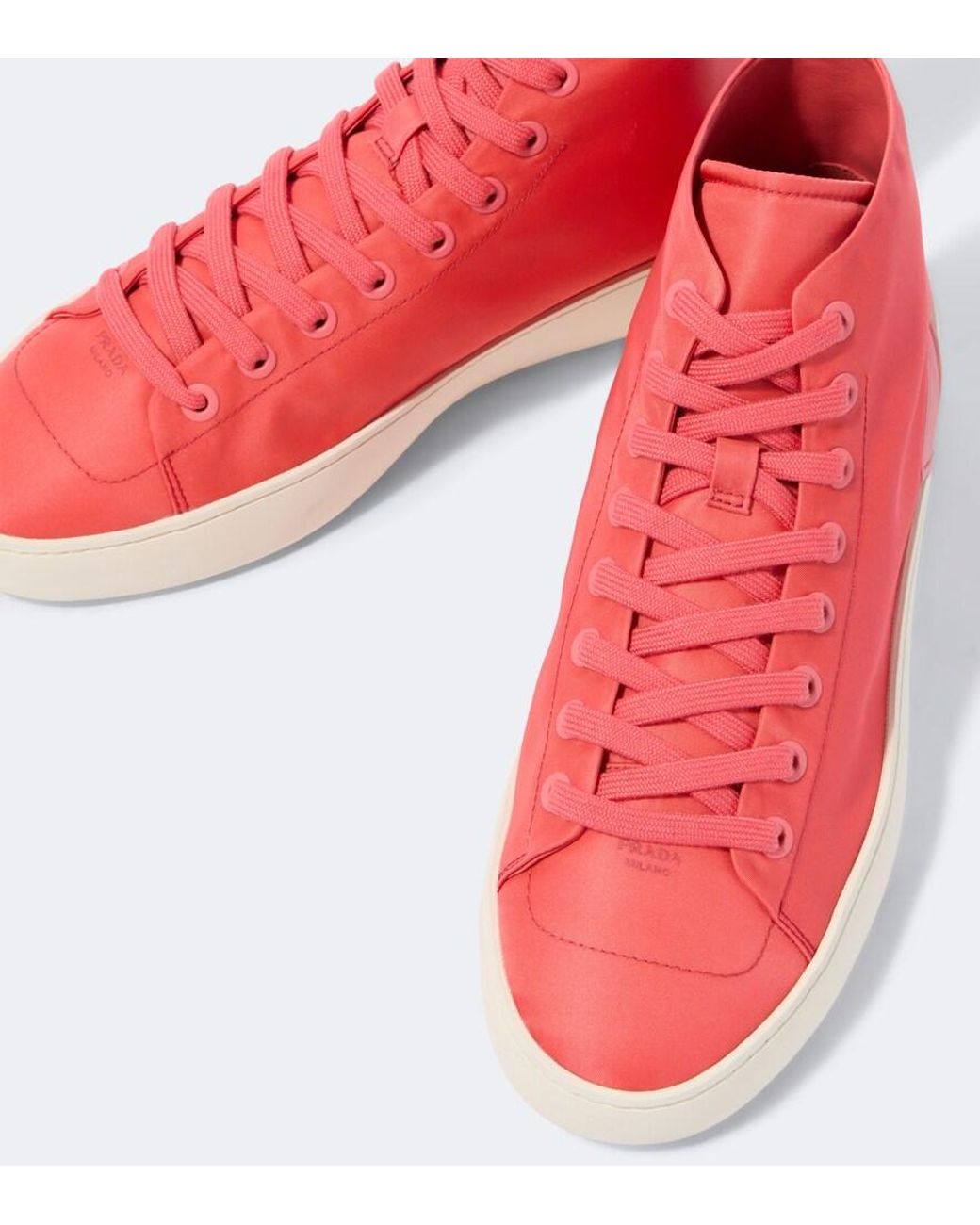 Prada Pink Re-Nylon High-Top Sneakers for men