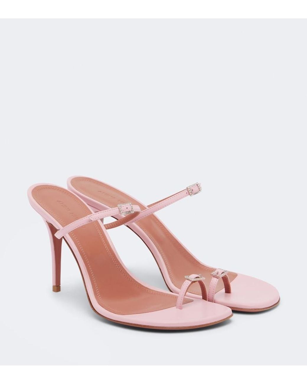 AMINA MUADDI Pink Adut Embellished Leather Sandals