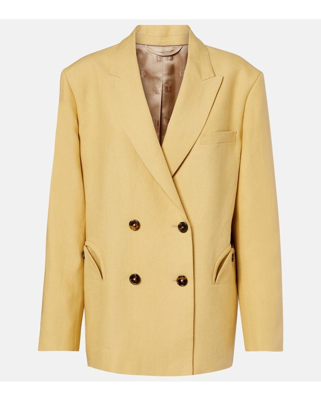 Blazé Milano Natural Nightbreak Double-Breasted Linen Blazer