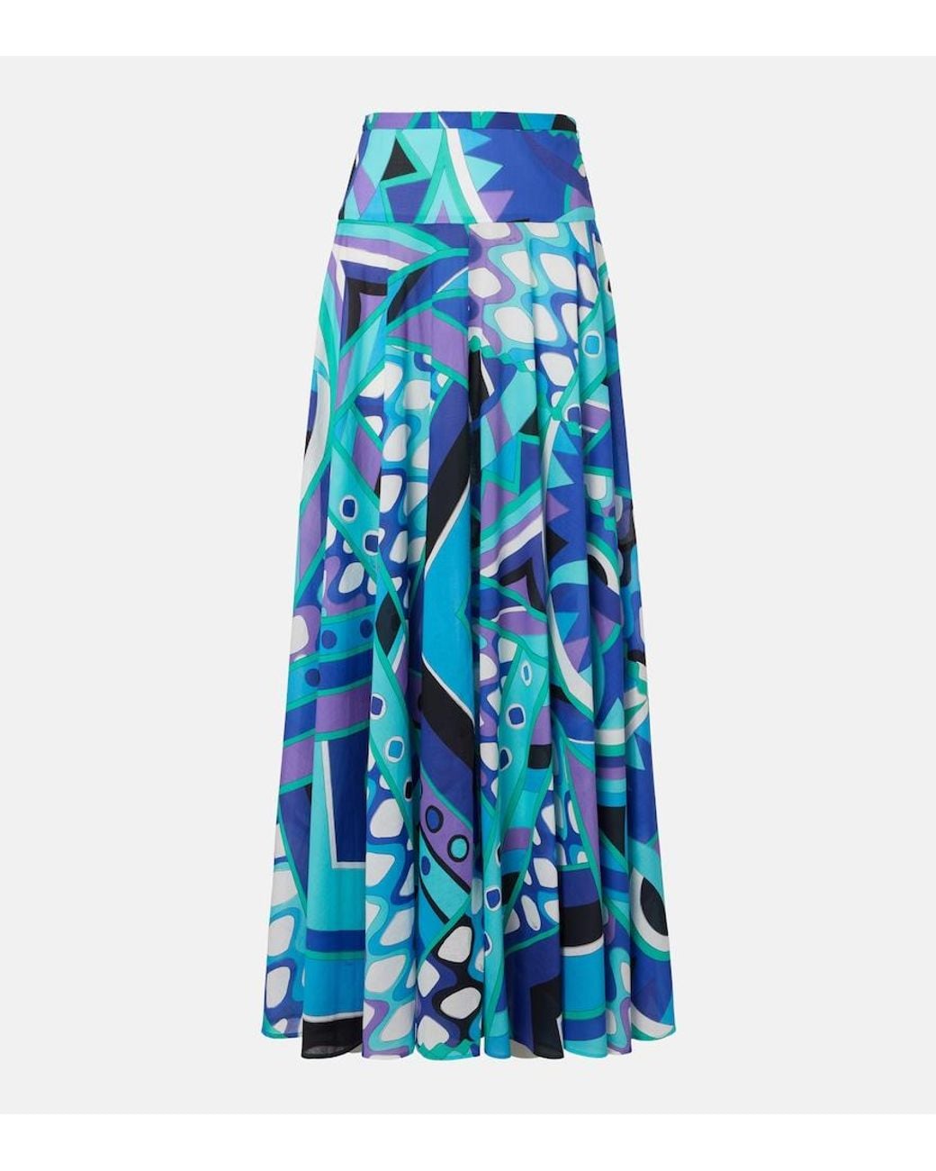 Emilio Pucci Blue Vivara Cotton Maxi Skirt