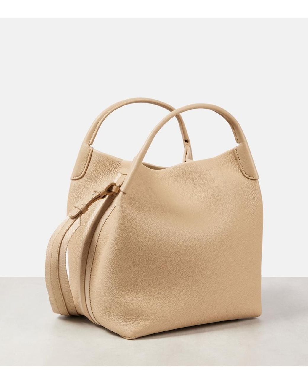 Loro Piana Natural Bale Large Leather Shoulder Bag