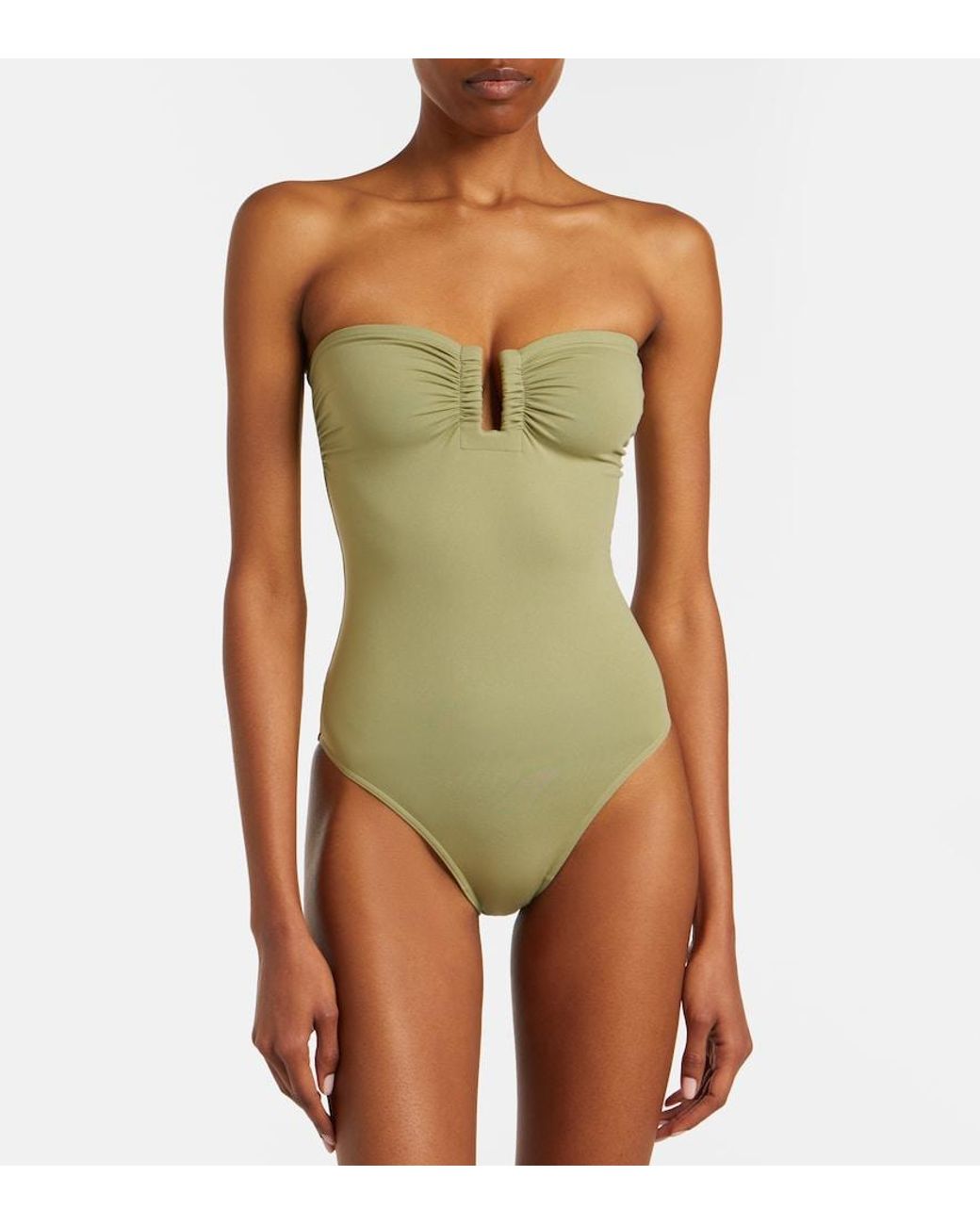Eres Green Cassiopee Gathered Swimsuit