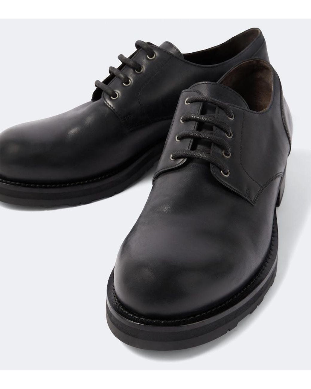 The Row Black Leather Derby Shoes for men