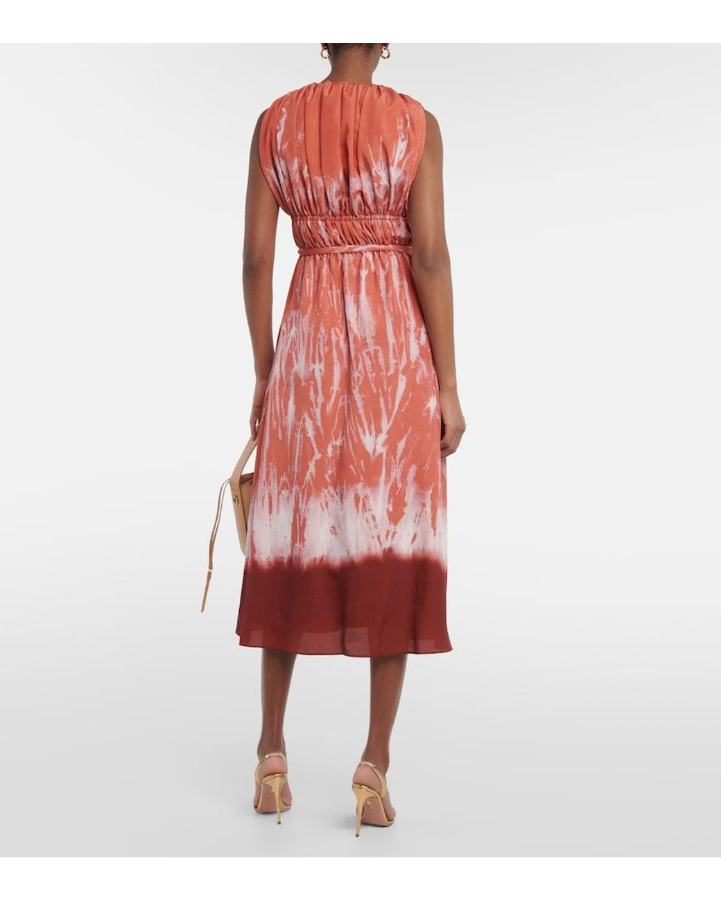 Altuzarra Red Fiona Ruched Midi Dress