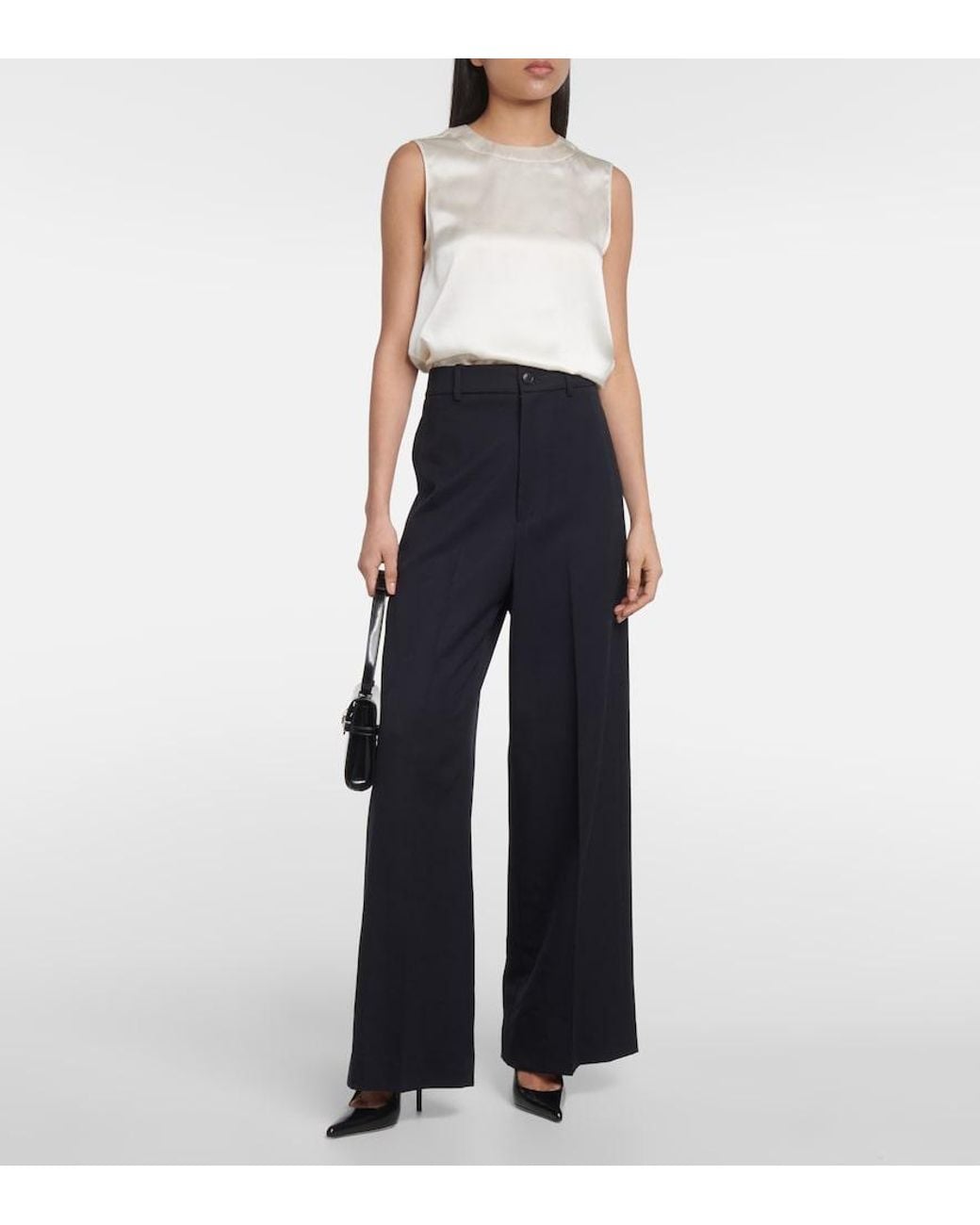 Nili Lotan Blue Johan Virgin Wool Wide-Leg Pants
