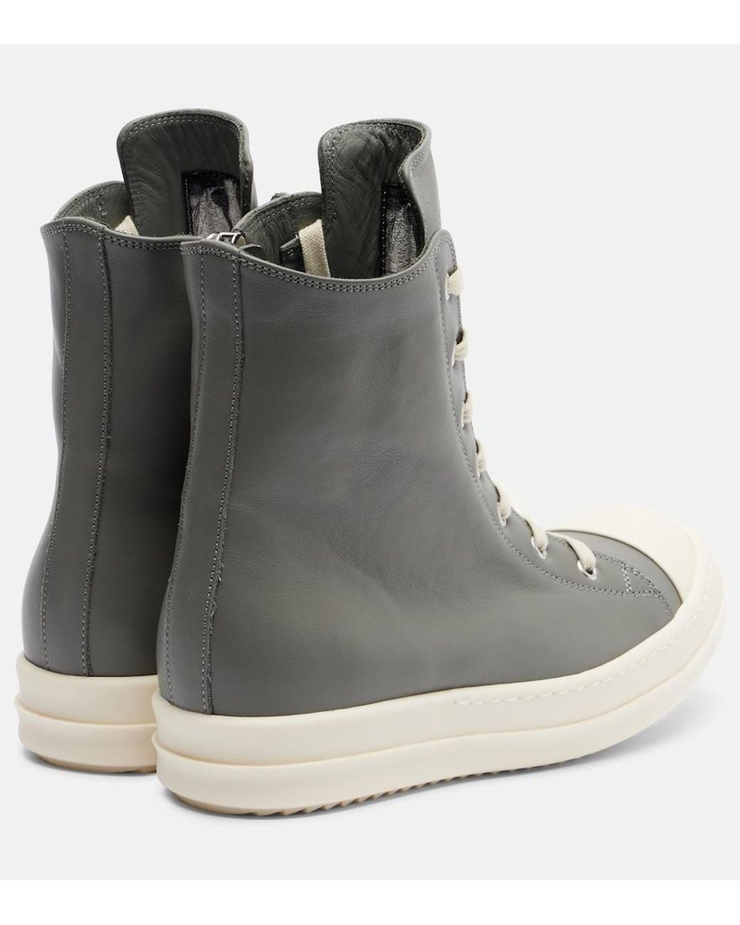 Rick Owens Brown Leather High-Top Sneakers