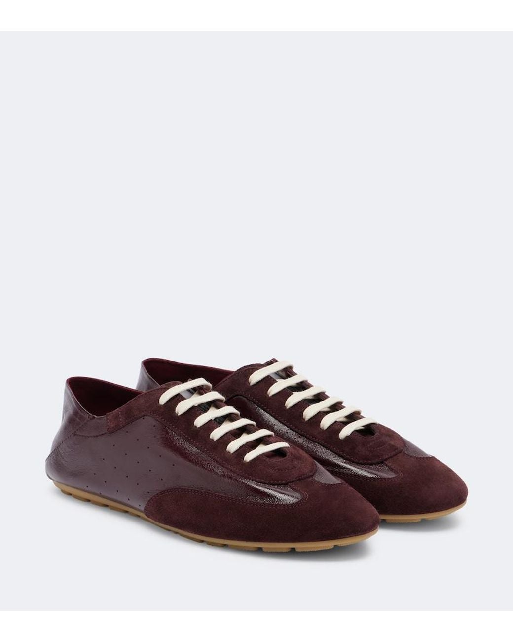 Saint Laurent Brown Lewis Suede-Trimmed Leather Sneakers