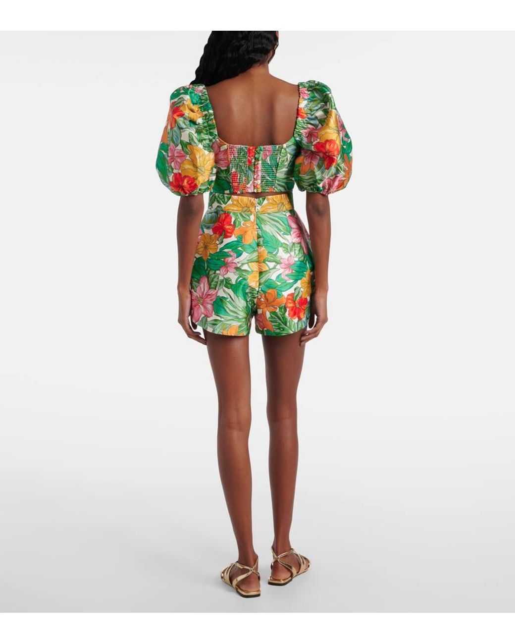 ALÉMAIS Green Amelia Printed High-Rise Shorts