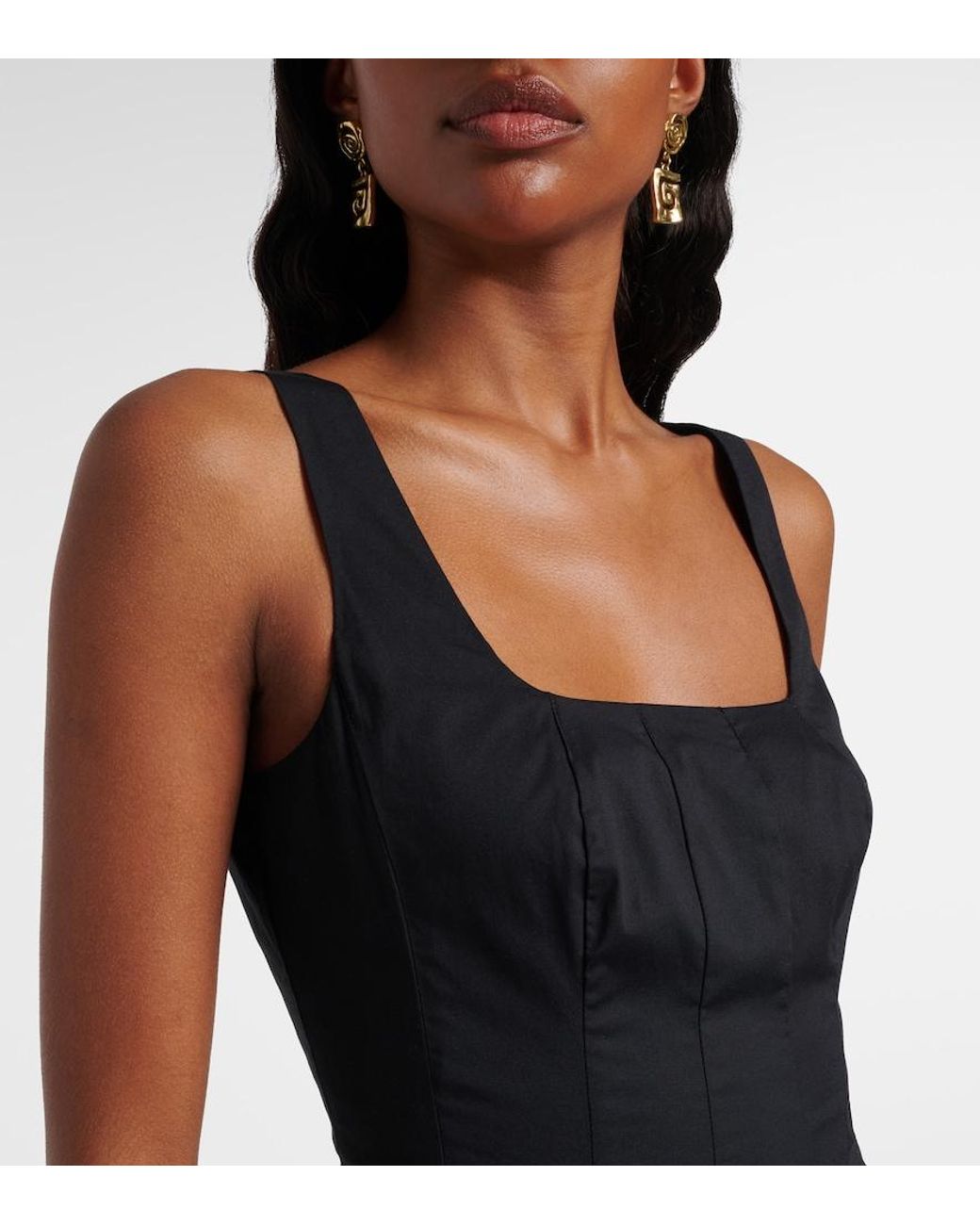 Staud Black Wells Cotton Minidress