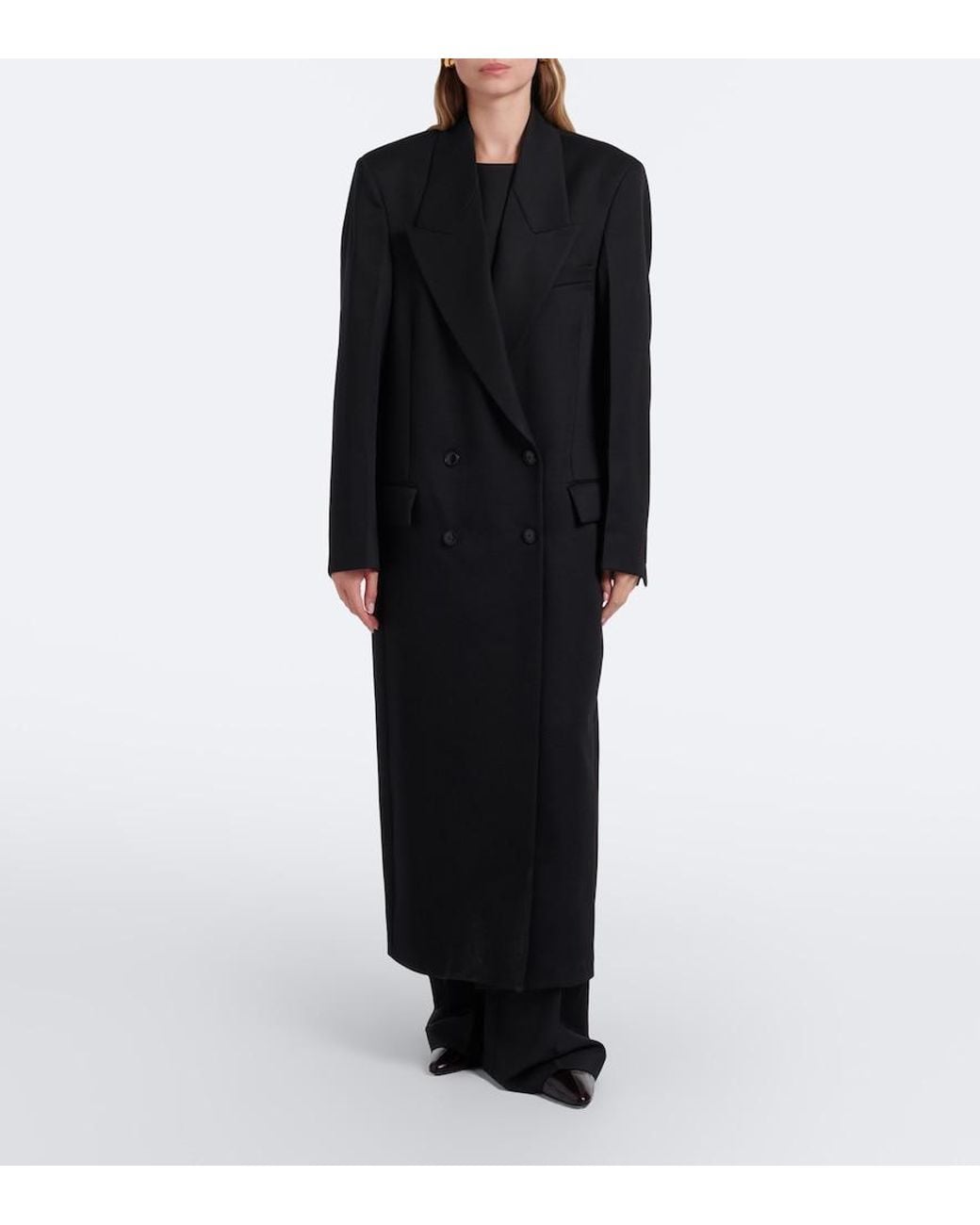 Rohe Black Double-Breasted Virgin Wool Coat