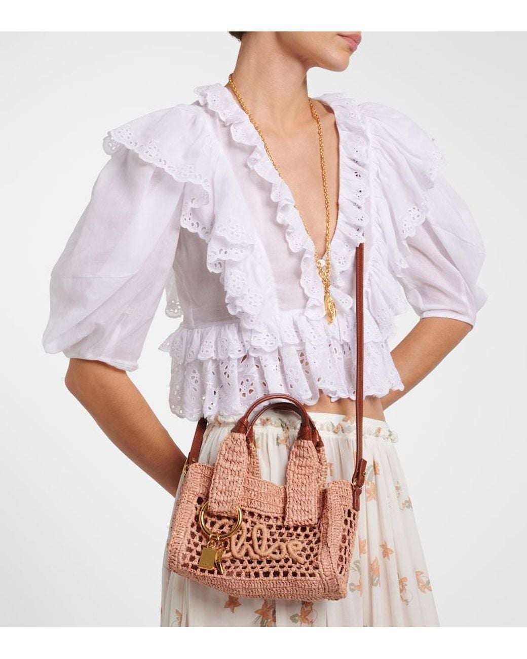 Chloé Brown Summer Banana E/W Mini Top-Handle Bag