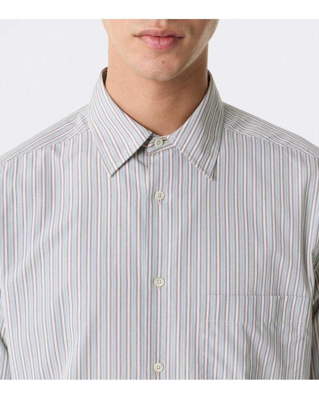 The Row Gray Uday Striped Cotton Poplin Shirt for men