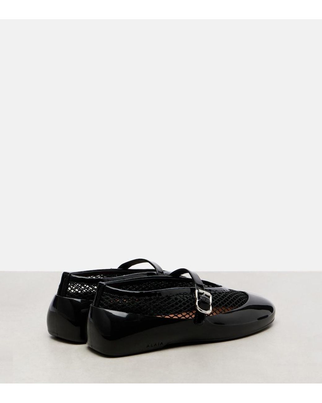 Alaïa Black Leather-Trimmed Fishnet Ballet Flats