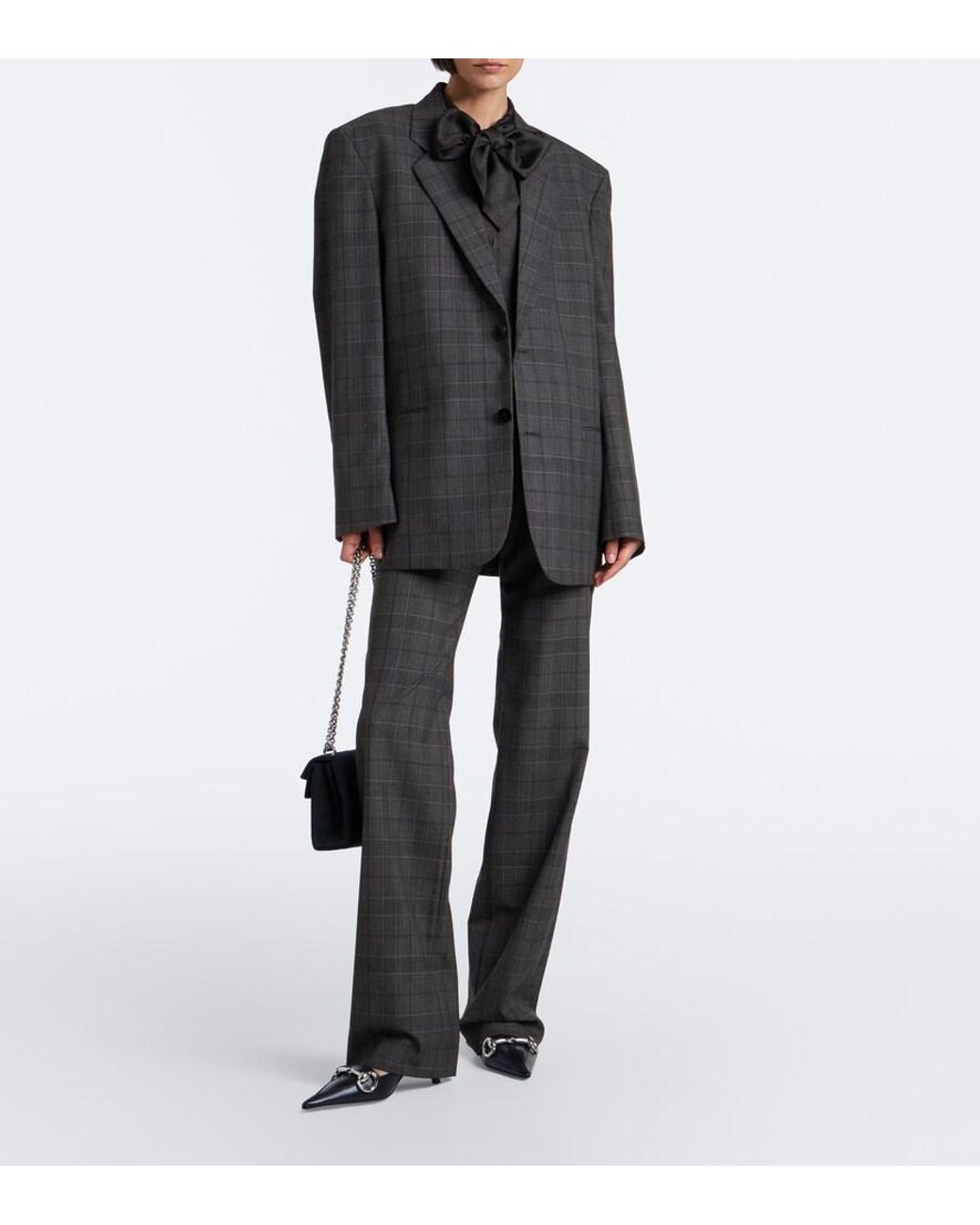 Gucci Black Oversized Checked Wool Blazer