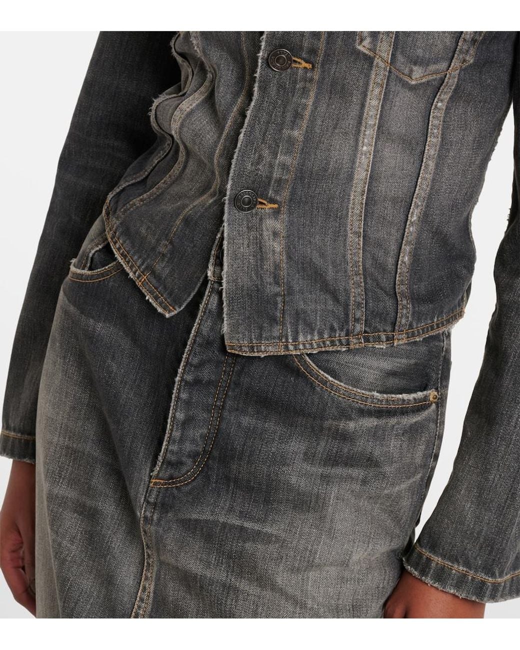 Balenciaga Gray Lace-Up Denim Jacket