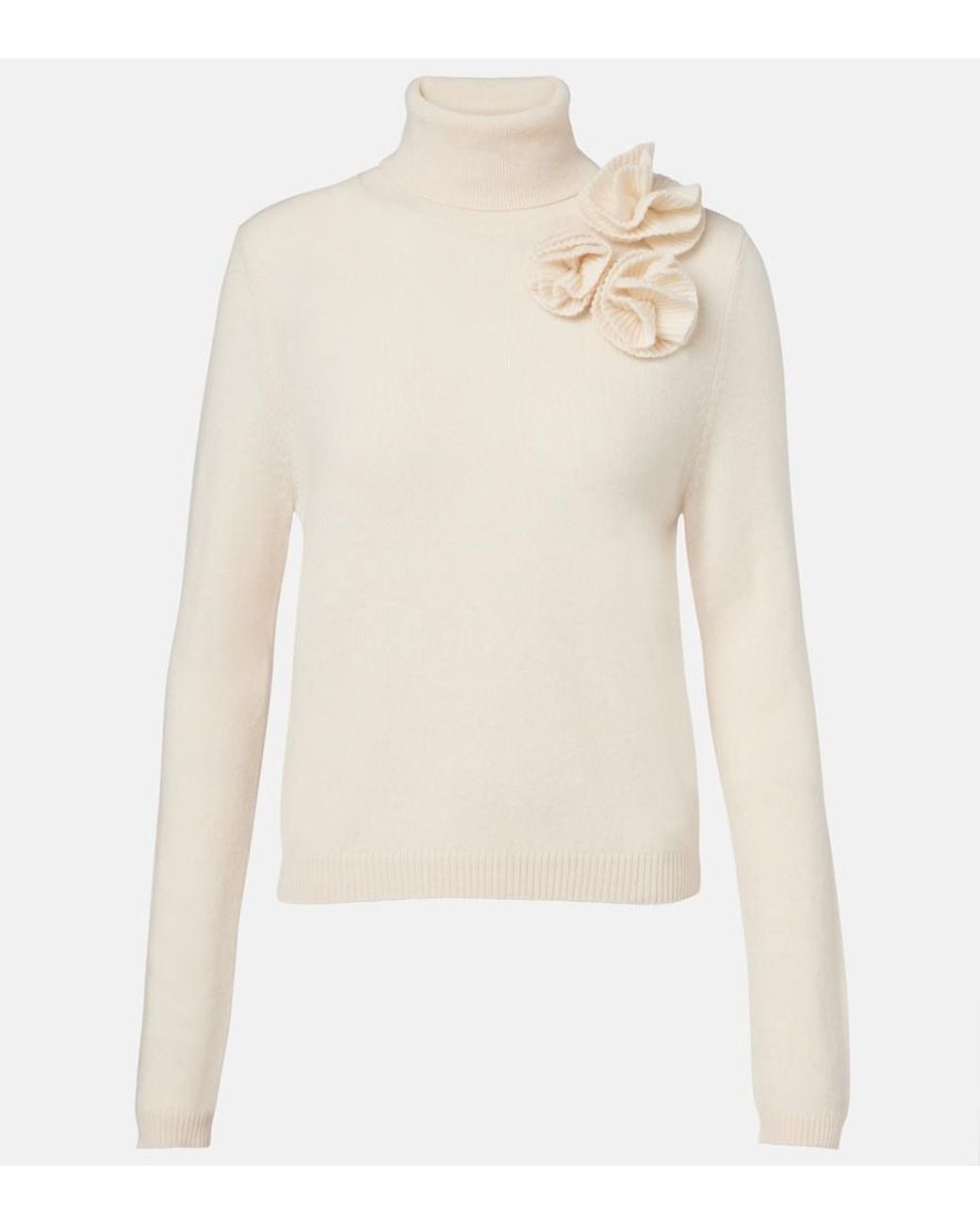 Jardin Des Orangers White Floral-Applique Wool And Cashmere Sweater
