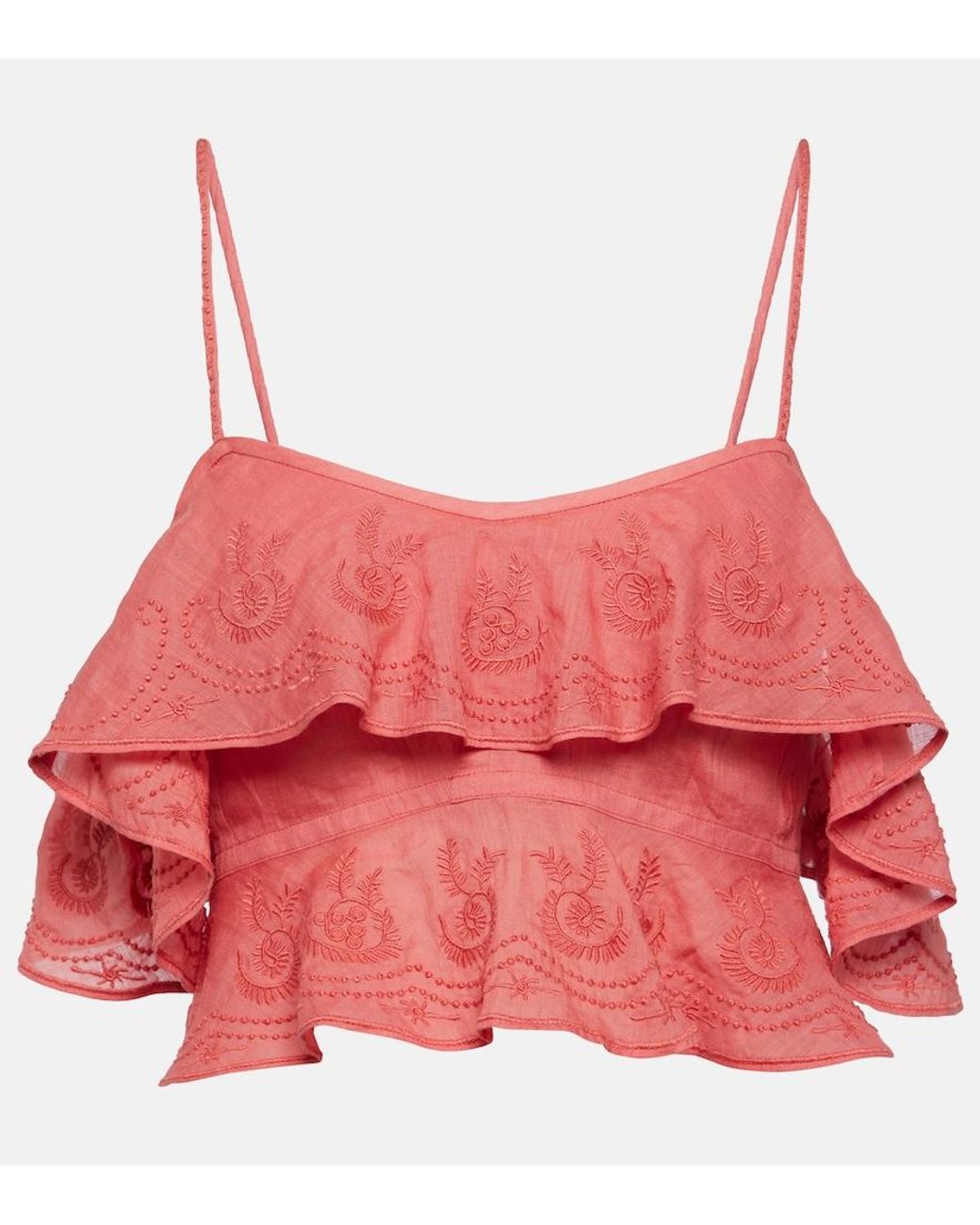 Isabel Marant Red Eliani Ruffled Top