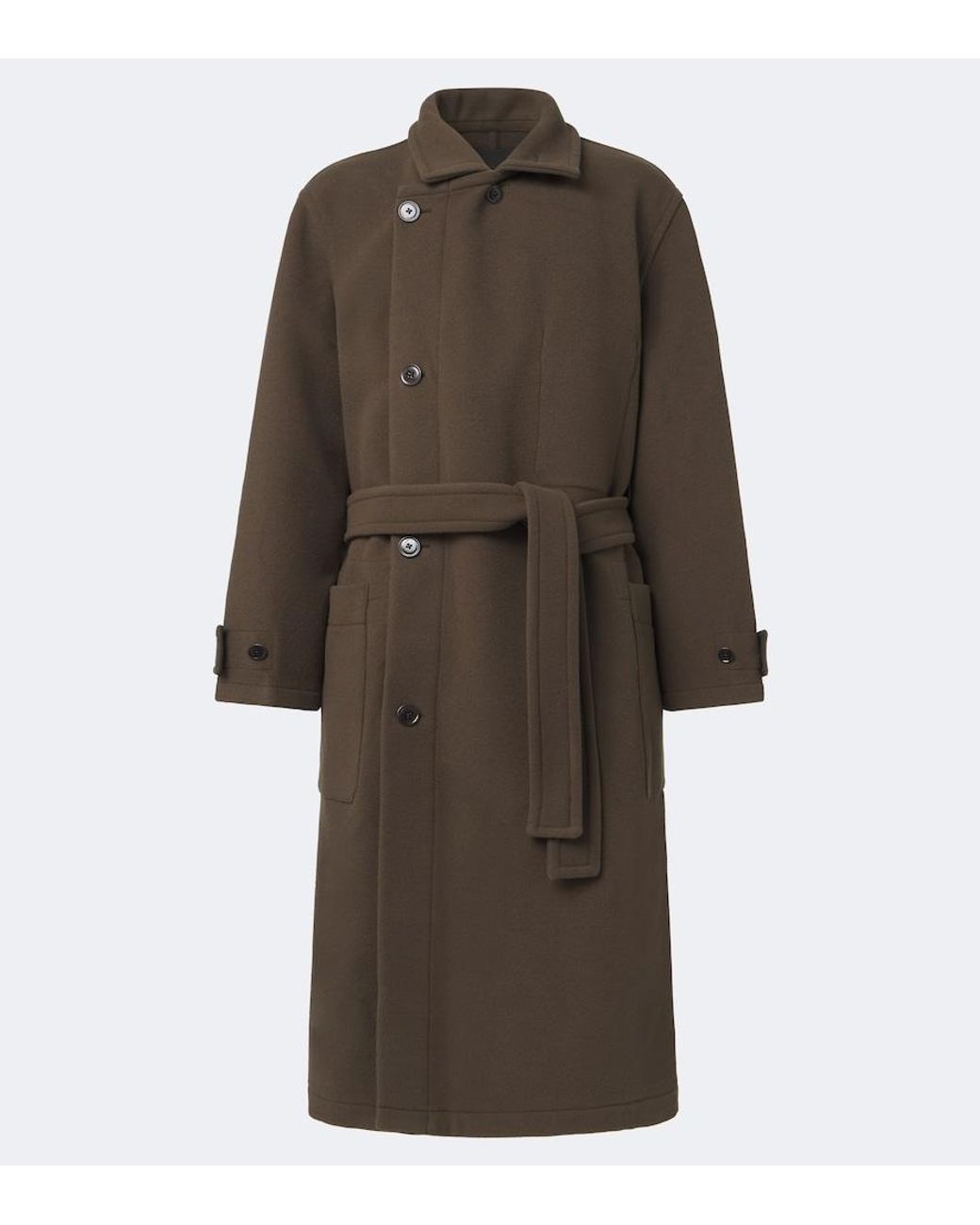 Lemaire Brown Wool Wrap Coat for men
