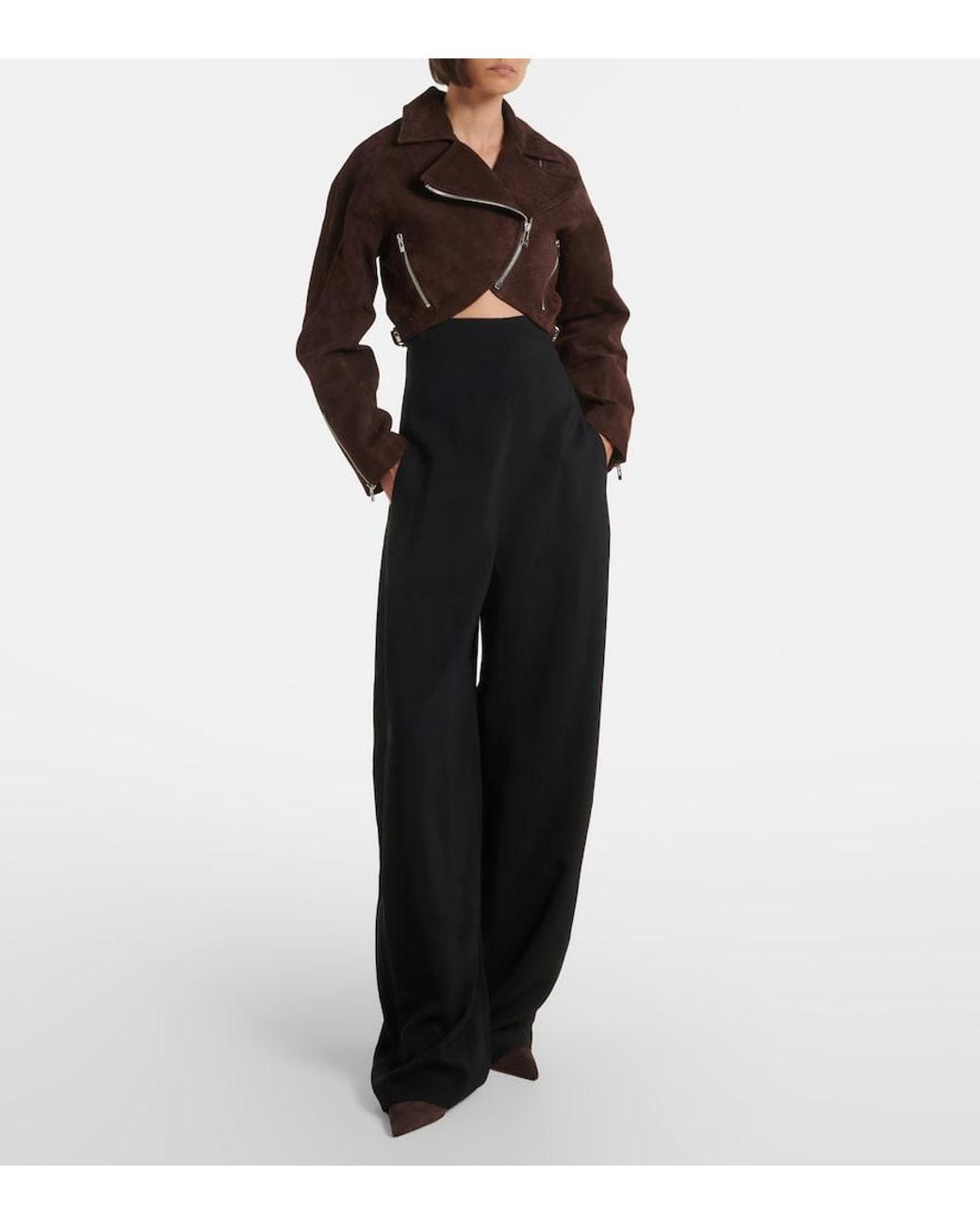 Alaïa Brown Cube Suede Wedge Mules