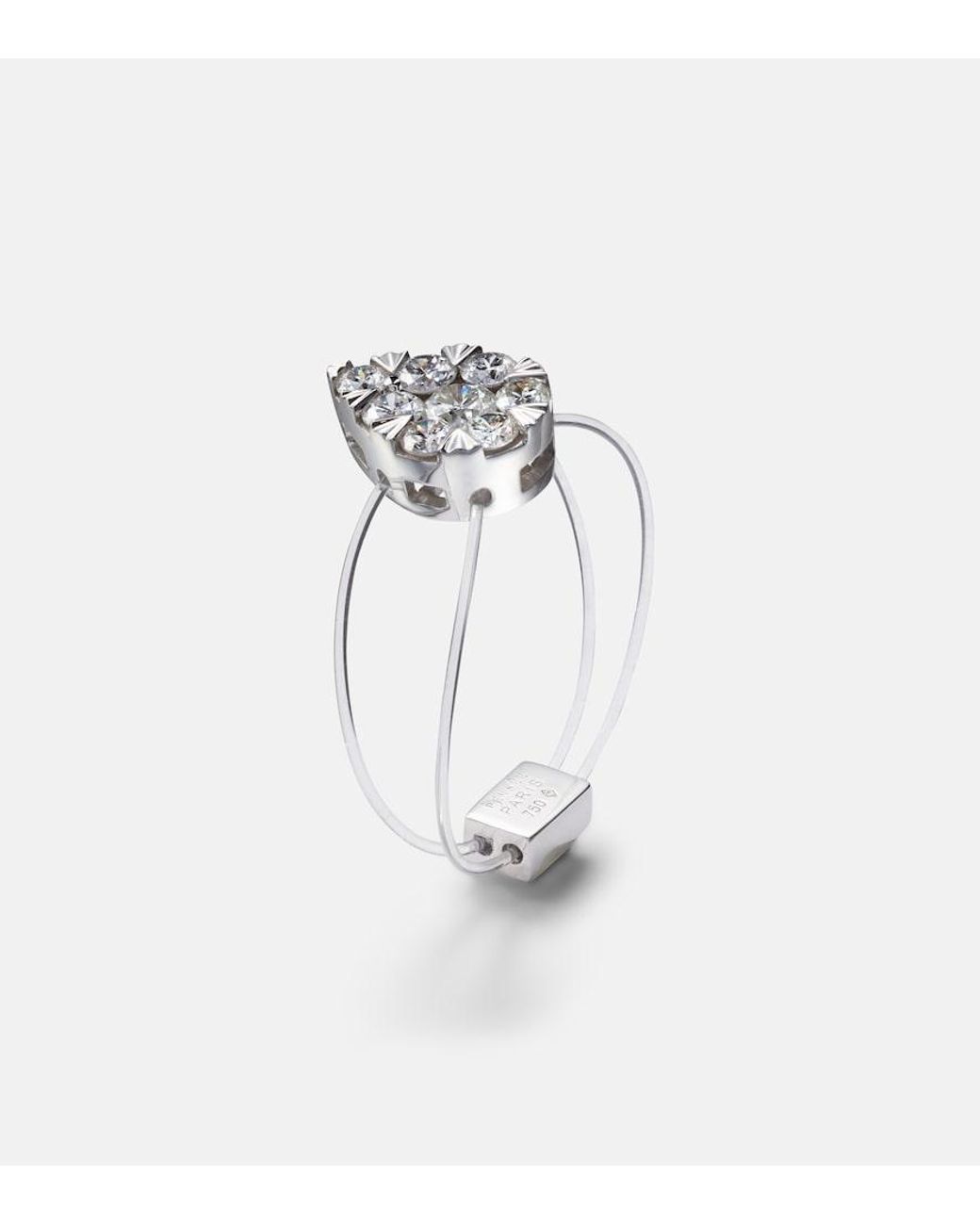 PERSÉE White Floating 18Kt Ring With Diamonds