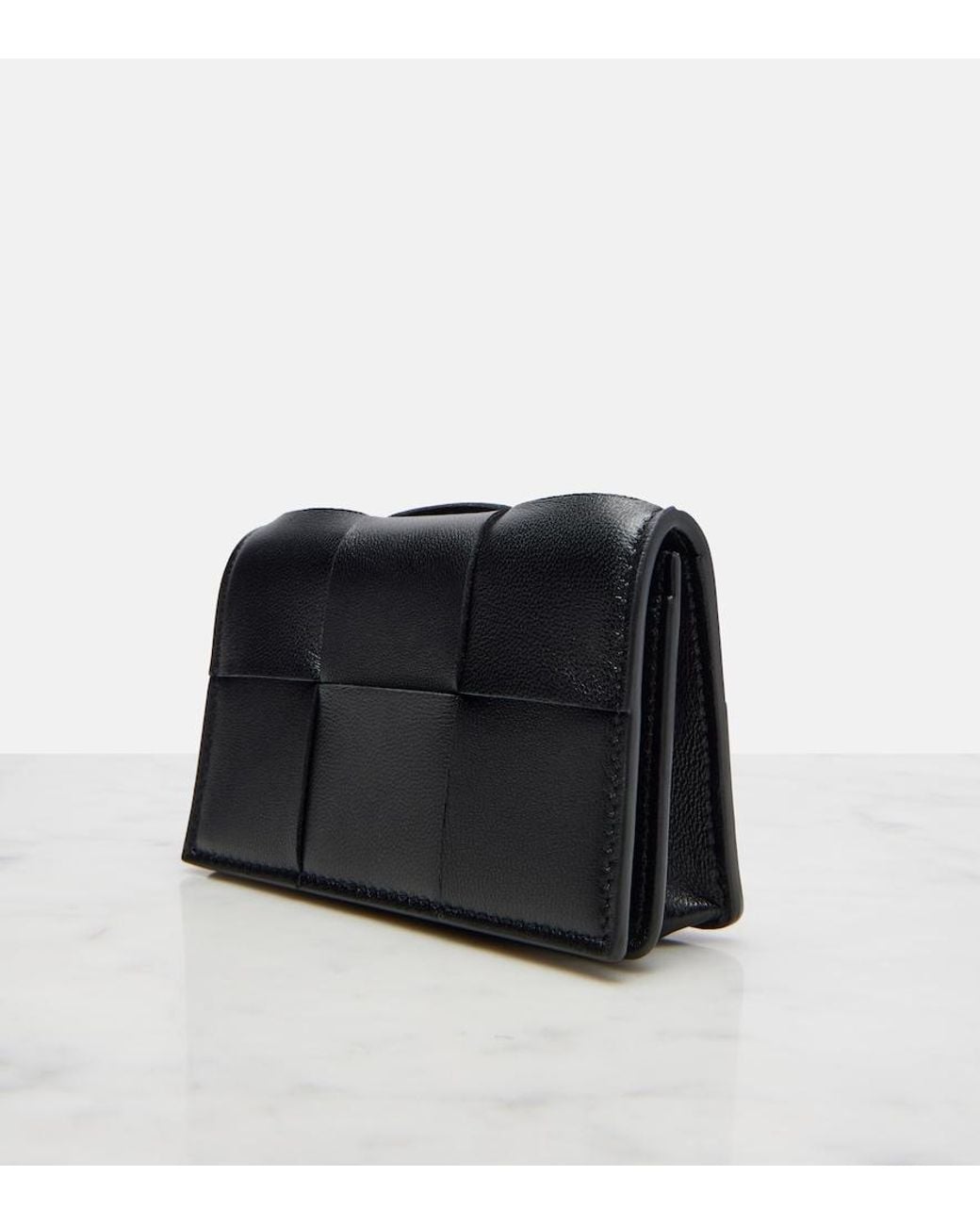 Bottega Veneta Black Cassette Intrecciato Leather Card Case
