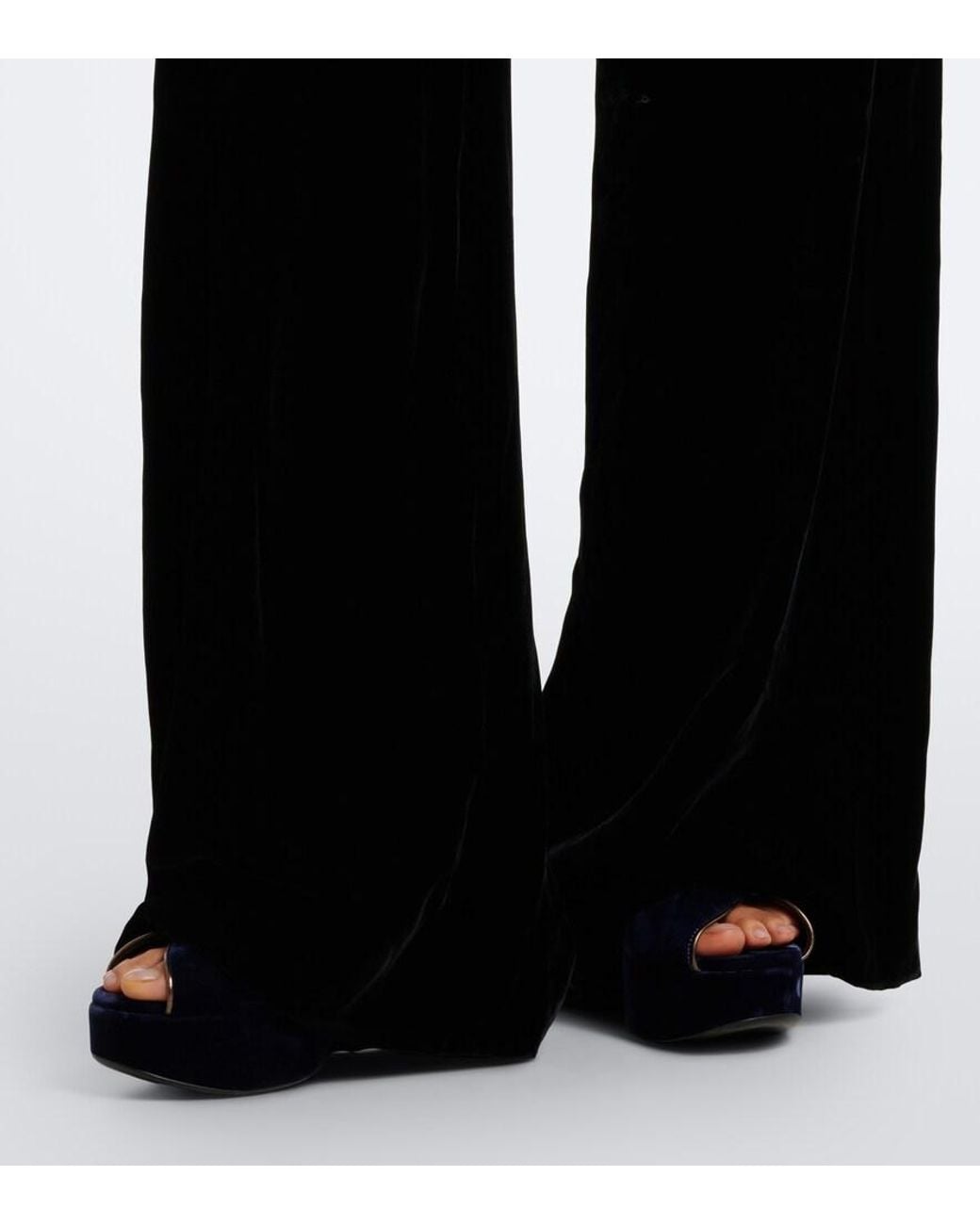 Etro Black Velvet Wide-Leg Pants