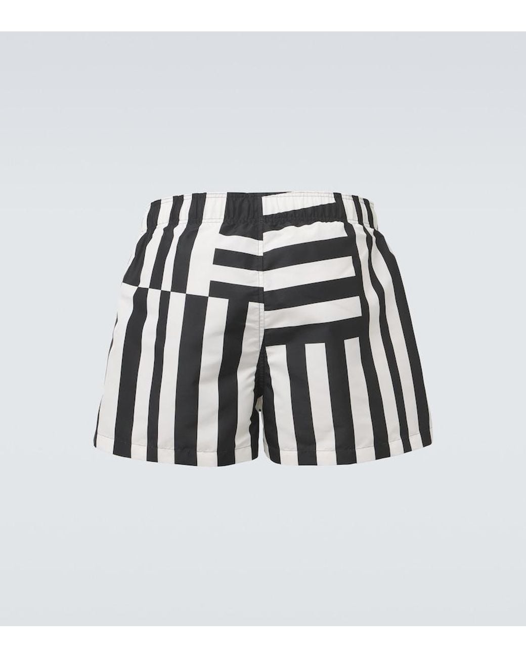Versace White Striped Swim Trunks for men