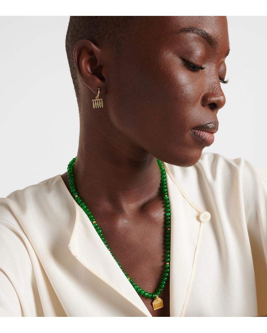 Ileana Makri Metallic 18kt Gold Earrings With Tsavorites