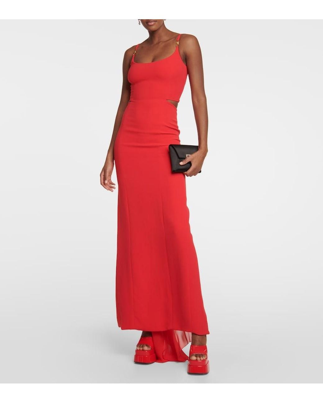 Versace Red Medusa 95' Cutout Silk Gown