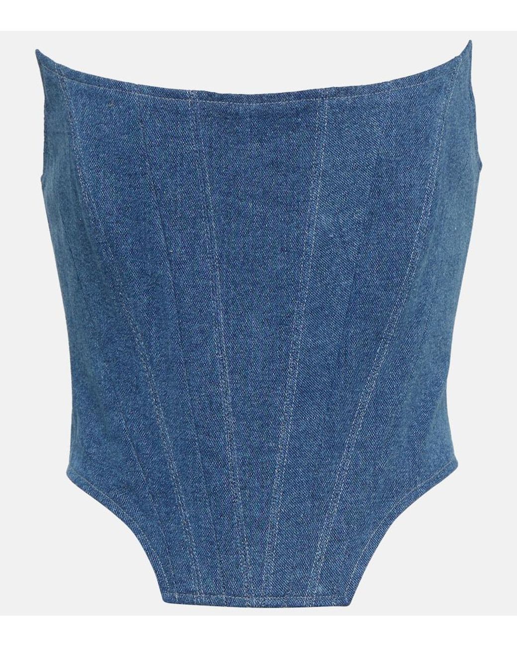 GIUSEPPE DI MORABITO Blue Denim Bustier Top