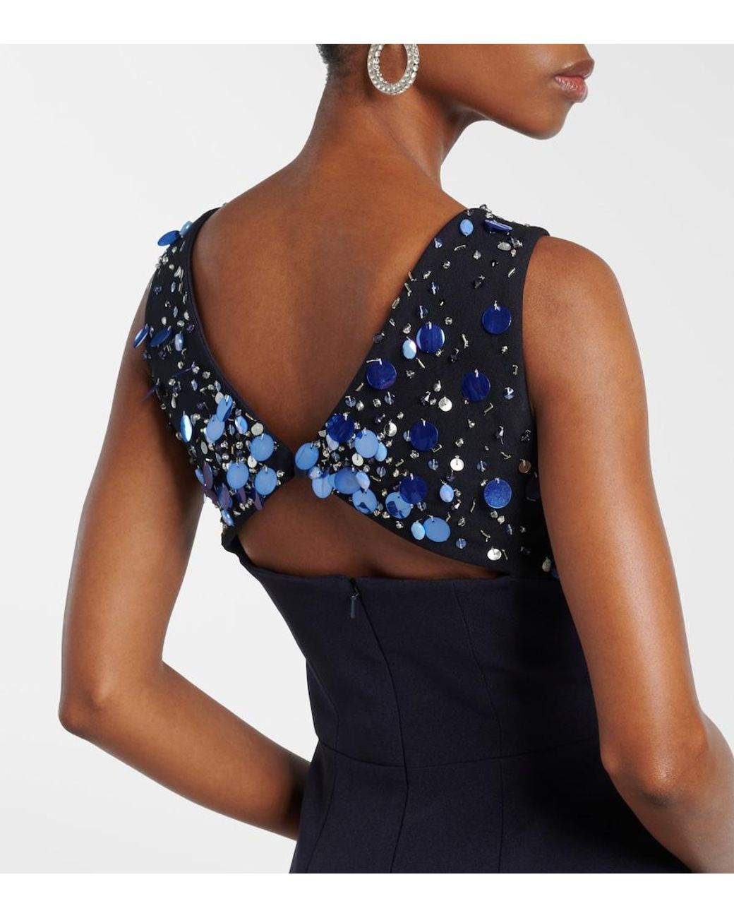 Safiyaa Blue Melina Embellished Crepe Gown