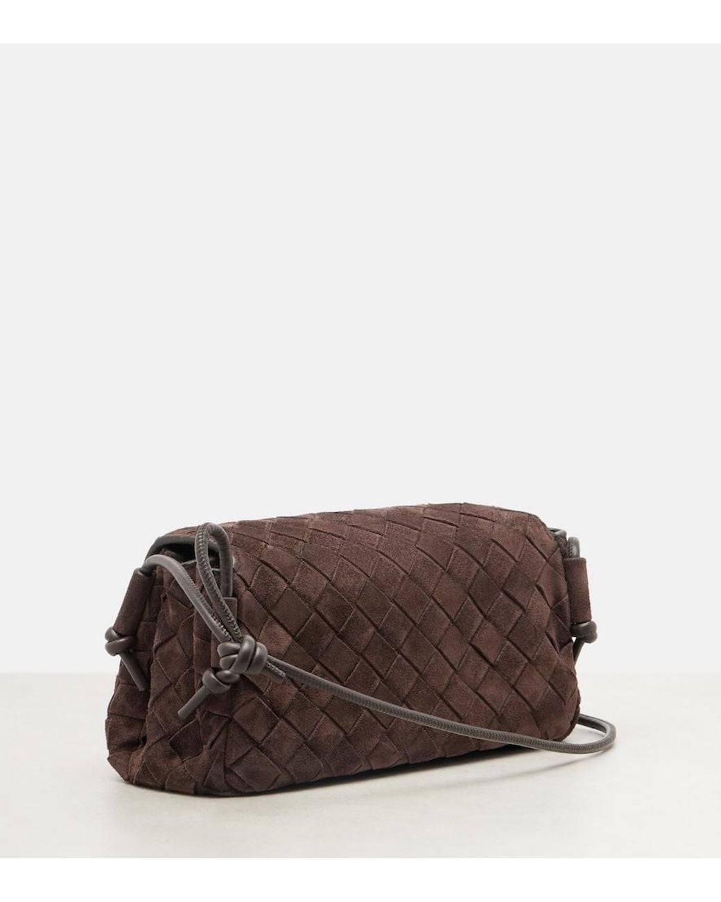 Bottega Veneta Brown Notturno Intrecciato Suede Crossbody Bag