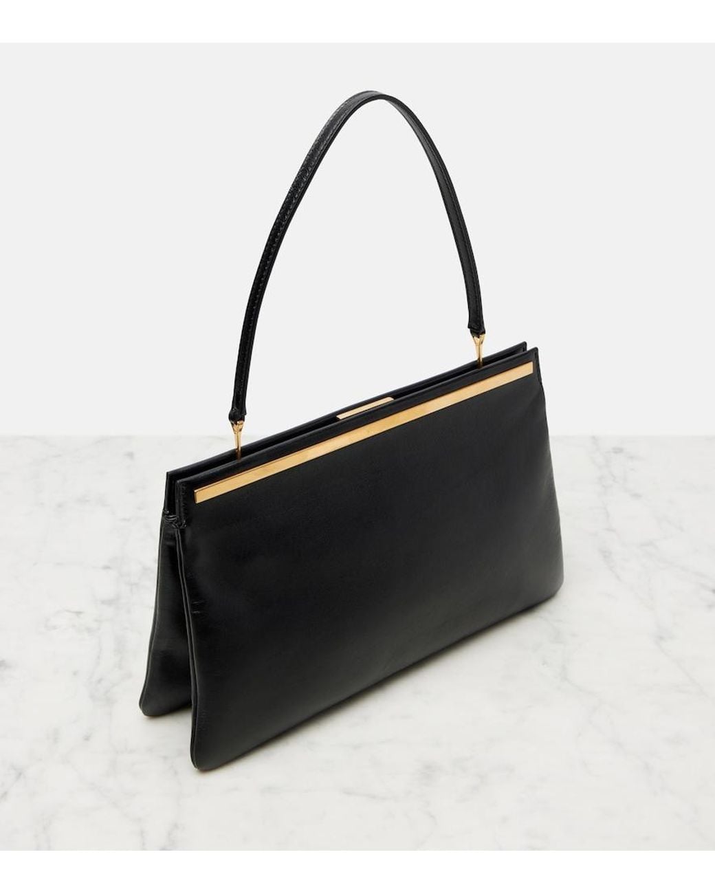 The Row Black Elise Medium Leather Shoulder Bag