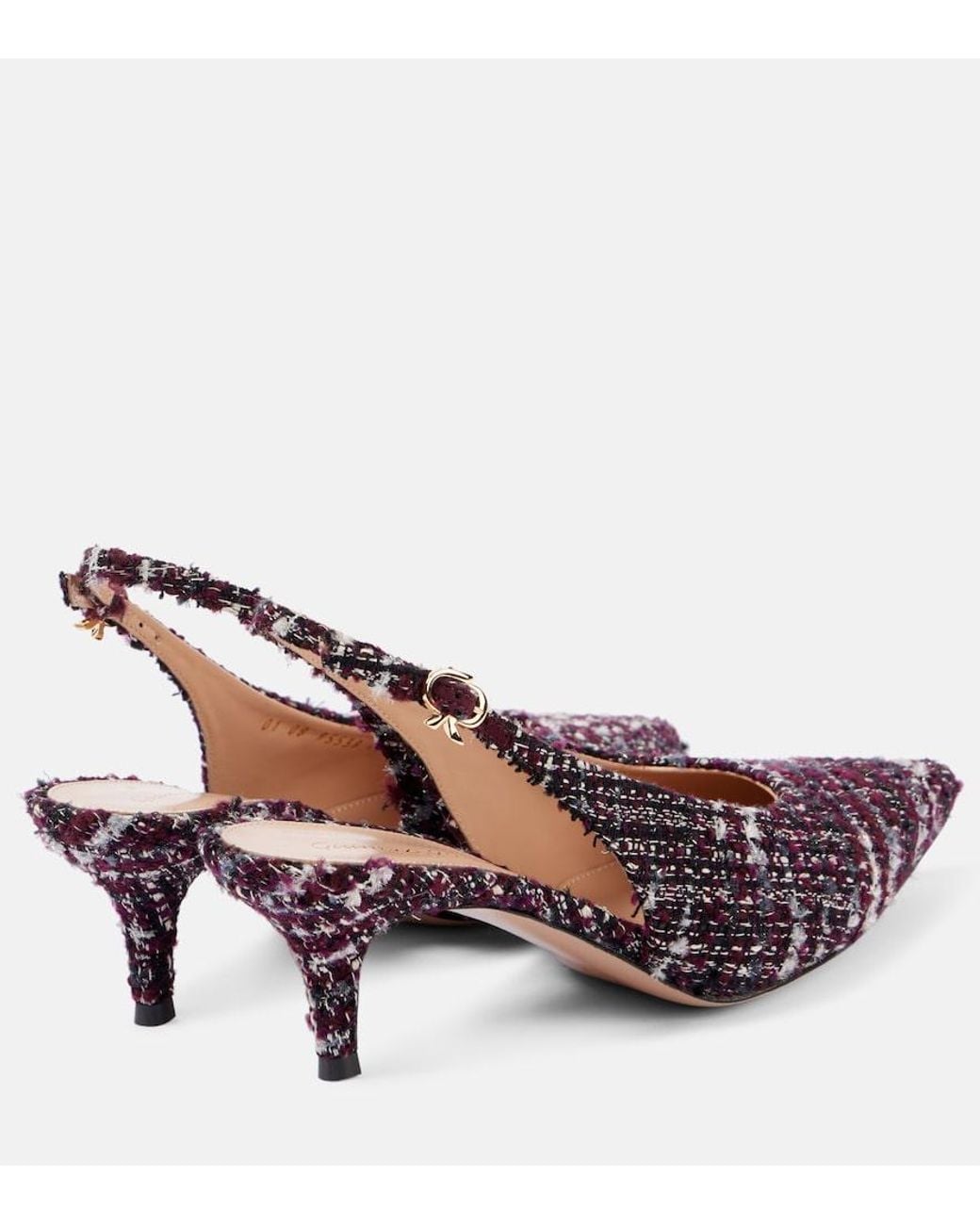 Gianvito Rossi Purple 55 Boucle Slingback Pumps