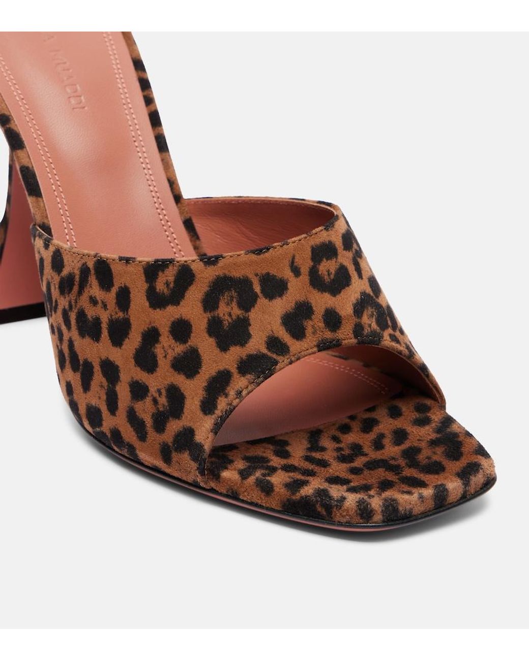 AMINA MUADDI Brown Leopard Suede Leather Lupita 95 Slippers