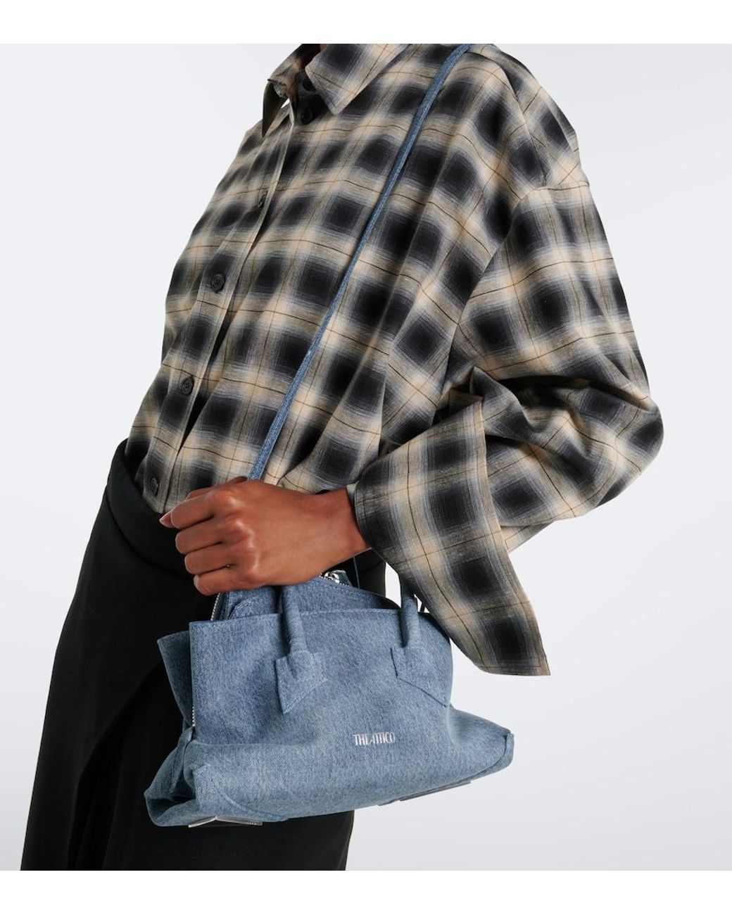 The Attico Blue La Passeggiata Mini Denim Top-Handle Bag
