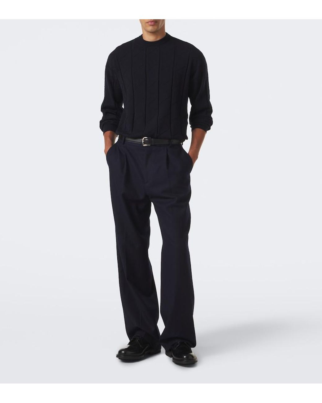 Giorgio Armani Blue Wool-Blend Sweater for men