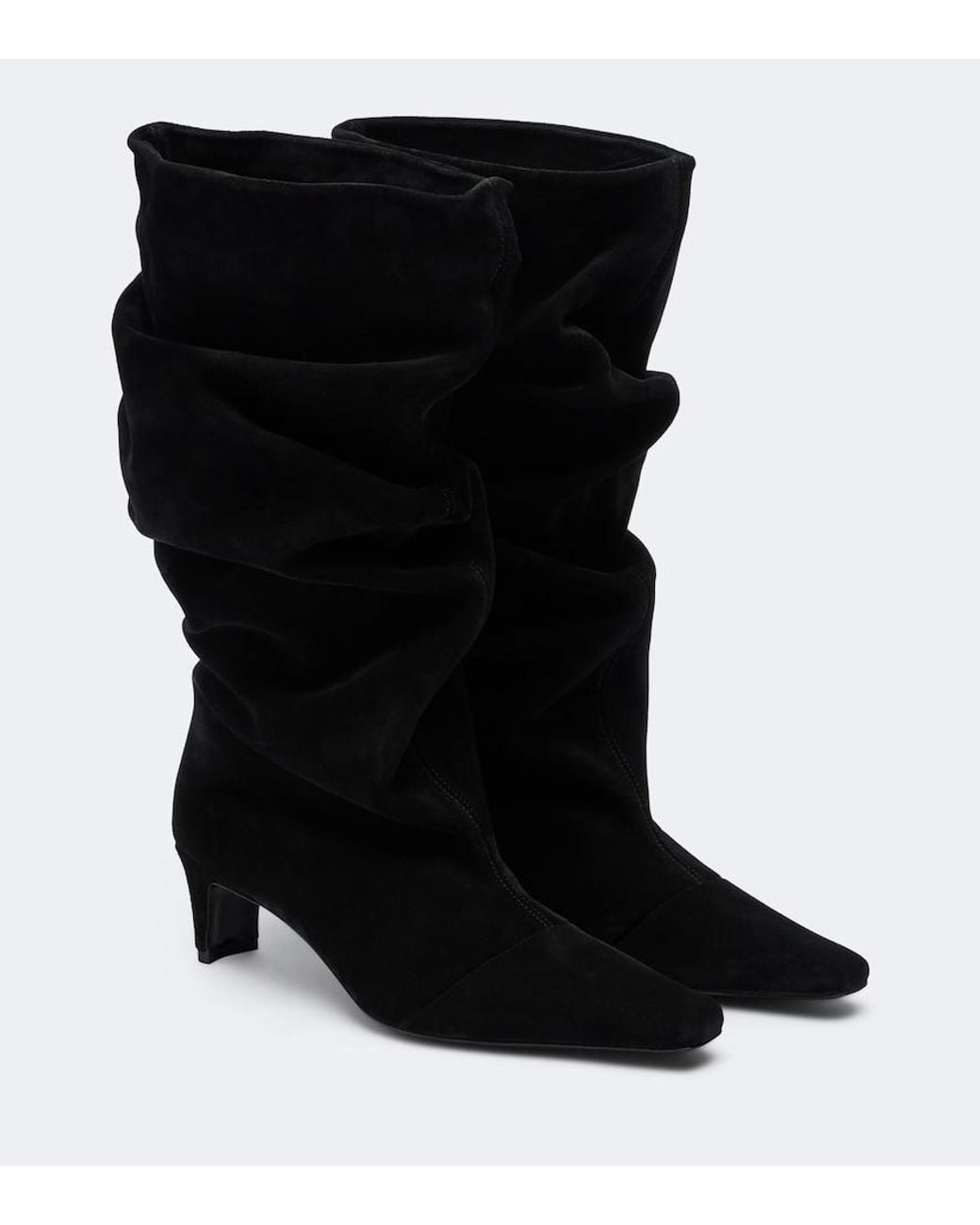 Staud Black Wally Suede Mid-Calf Boots