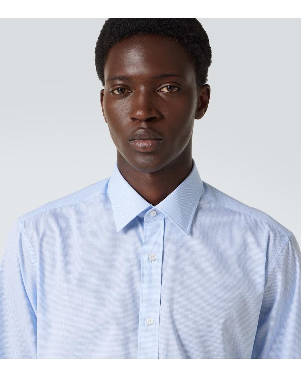 Charvet Blue Cotton Poplin Shirt for men