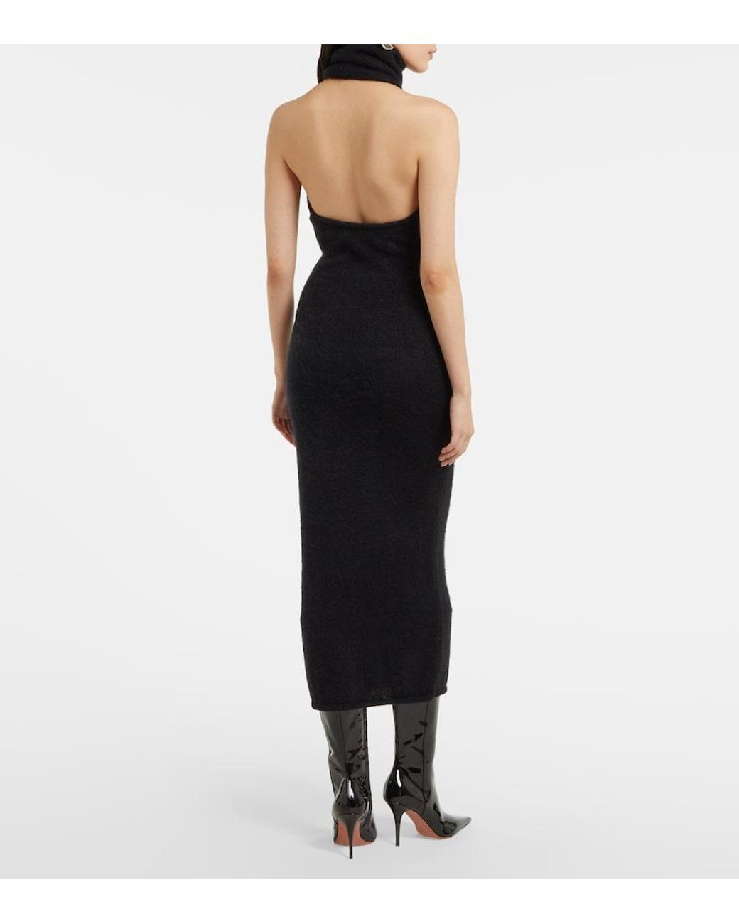 Magda Butrym Blue Halterneck Mohair-Blend Maxi Dress
