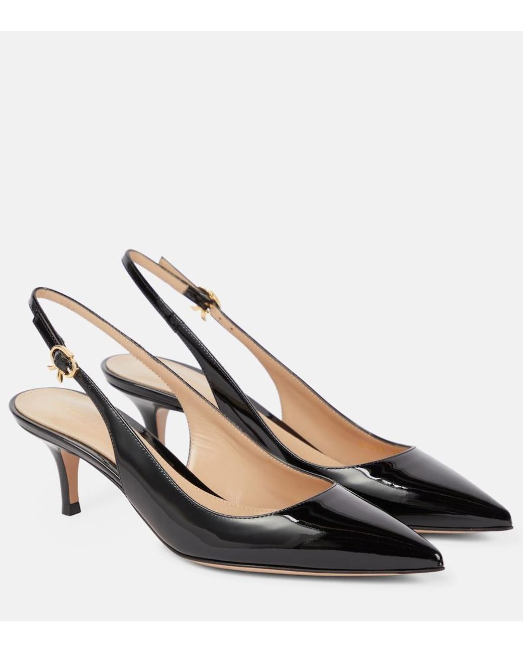 Gianvito Rossi Black Ribbon Sling 55 Leather Slingback Pumps