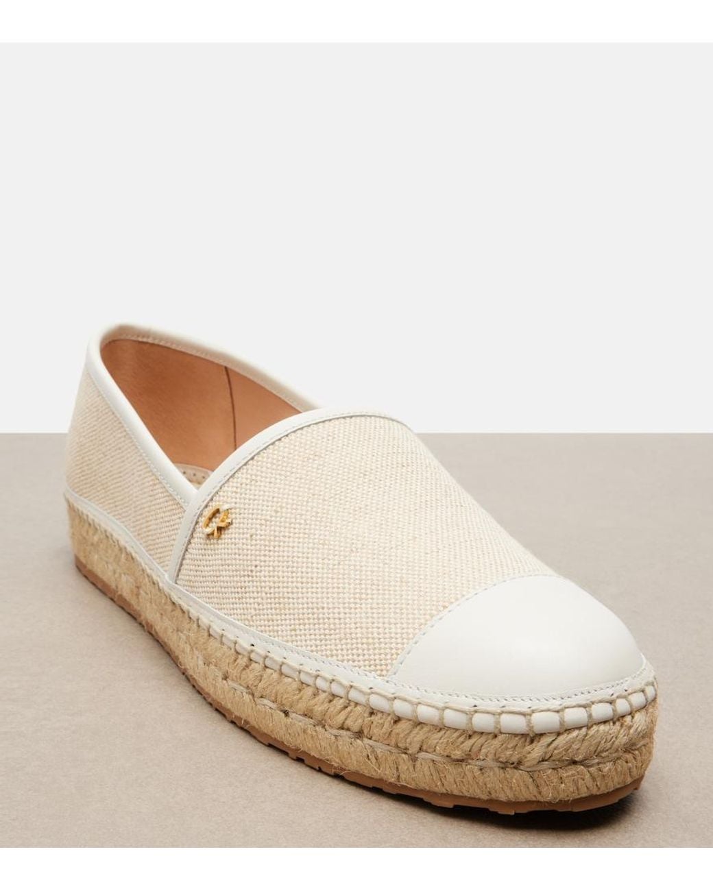 Gianvito Rossi Natural Leather-Trimmed Canvas Espadrilles