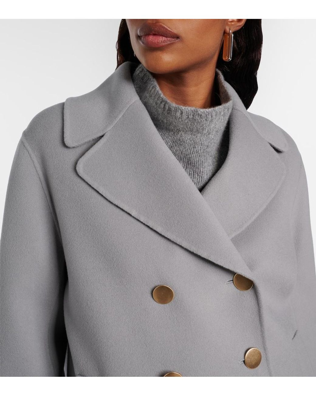 Max Mara Gray Margot Double-Breasted Virgin Wool Jacket