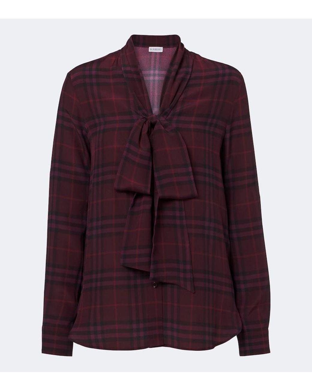 Burberry Purple Rhiannon Check Silk Blouse