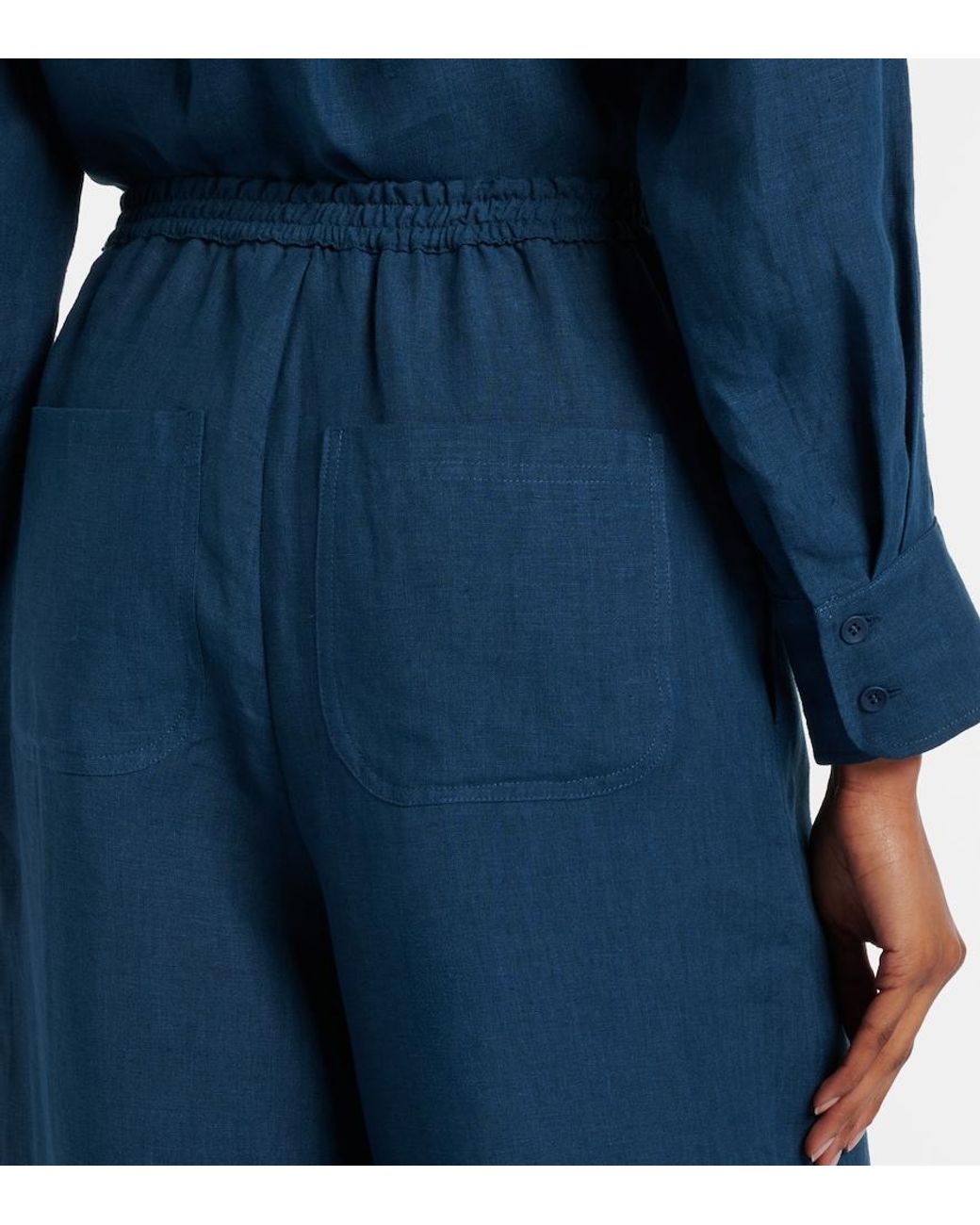 Eres Blue Select Linen Wide-Leg Pants