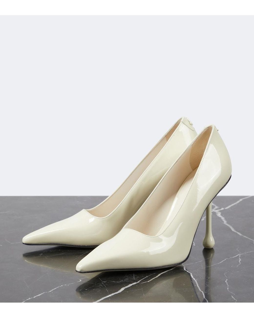 Jimmy Choo White Ixia 95 Patent Leather Pumps
