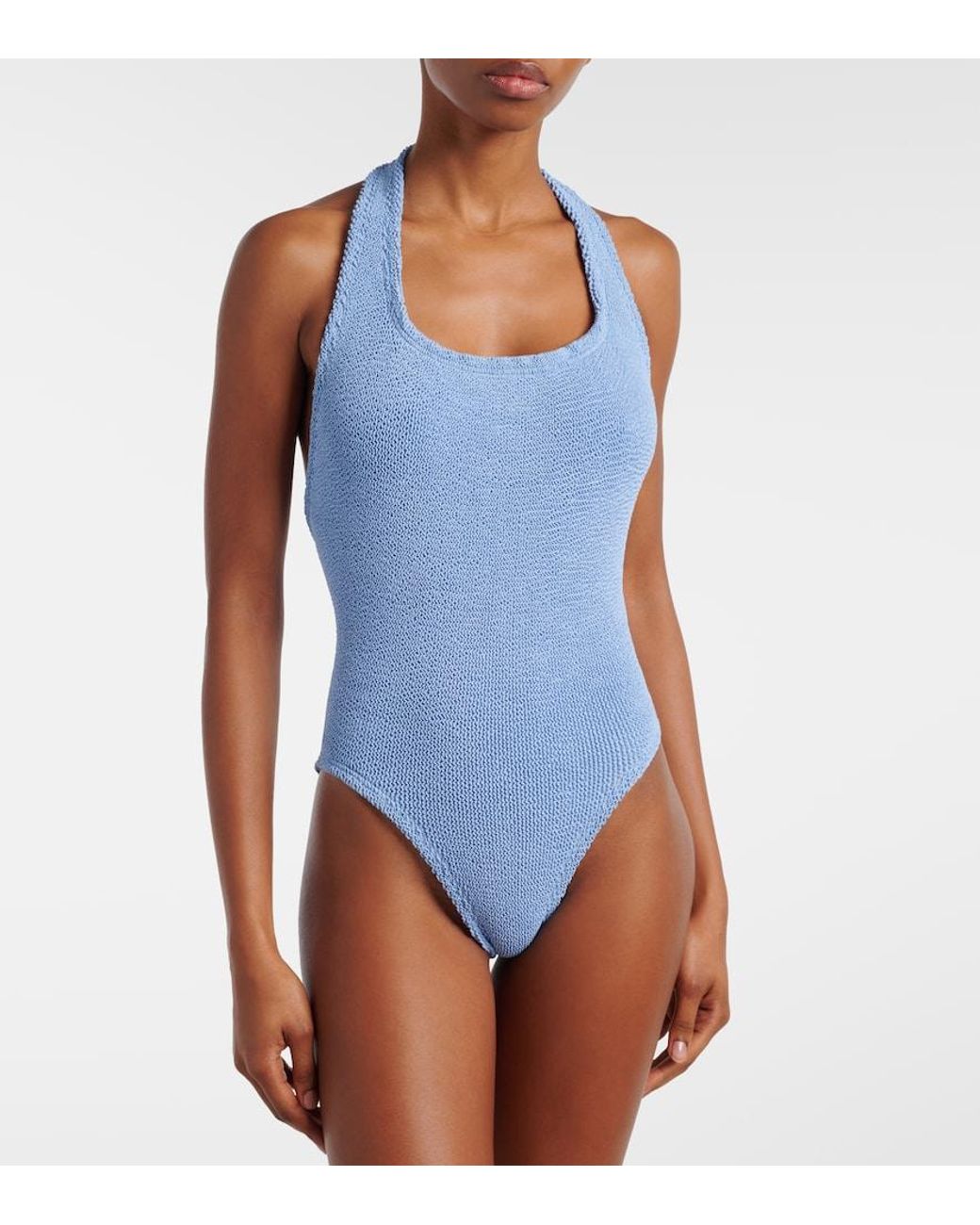 Hunza G Blue Sandy Halterneck Swimsuit